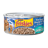 Friskies Wet Savory Shreds with ocean whitefish & tuna in sauce Full-Size Picture